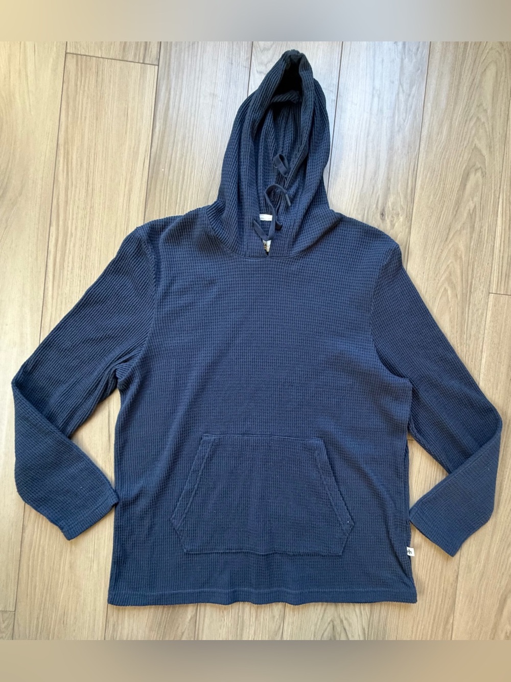 Rainforest Men's Navy Hooded Waffle Knit Pullover Shirt